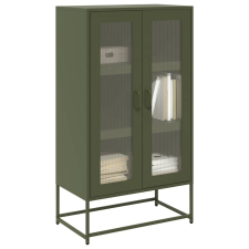 vidaXL Highboard olívazöld 68x39x123 cm Acél bútor