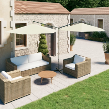 vidaXL Homokszínű dupla napernyő acélrúddal 600 cm kerti bútor