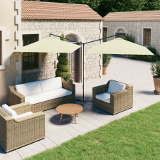 vidaXL homokszínű dupla napernyő acélrúddal 600 x 300 cm kerti bútor