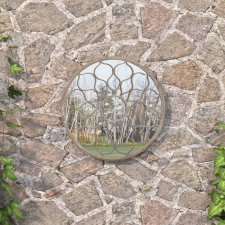 vidaXL homokszínű kerek vas kerti tükör 60 x 3 cm kültéri használatra bútor