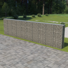 vidaXL Horganyzott acél gabion fal fedéllel 600 x 30 x 150 cm kerti dekoráció