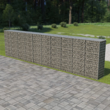 vidaXL Horganyzott acél gabion fal fedéllel 600 x 50 x 150 cm kerti dekoráció