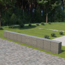 vidaXL Horganyzott acél gabion fal fedéllel 900 x 50 x 100 cm kerti bútor