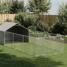 vidaXL horganyzott acél kültéri kutyafuttató kifutóval 6x2x1,5 m szállítóbox, fekhely kutyáknak
