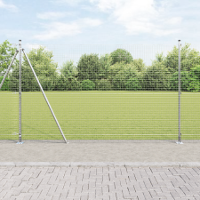 vidaXL Horganyzott Drótháló Kerítés 7 Flanged Poszttal 1.6x10 m építőanyag
