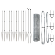 vidaXL Horganyzott drótkerítés 13 cölöpgyűrűvel 0.4x25 m (3351945) építőanyag