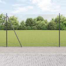 vidaXL Horganyzott Drótkerítés 13 Felfogott Oszloppal Szürke 1.5x25 m Acél építőanyag
