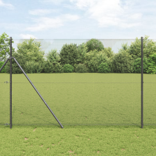 vidaXL horganyzott drótkerítés 7 oszloppal Szürke 1.6x10 m acél építőanyag