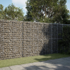 vidaXL horganyzott vas gabion kosár fedéllel 300 x 50 x 200 cm kerti tárolás