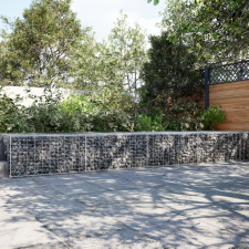 vidaXL Horganyzott vas gabion kosár fedéllel 700 x 100 x 50 cm kerti tárolás