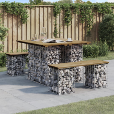 vidaXL impregnált fenyőfa gabion kerti pad 100 x 102 x 72 cm kerti bútor