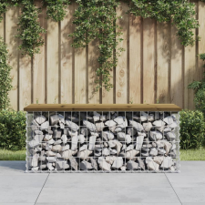vidaXL impregnált fenyőfa gabion kerti pad 103 x 44 x 42 cm kerti bútor
