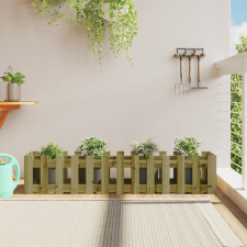 vidaXL impregnált fenyőfa kerti magaságyás kerítéssel 150x30x30 cm kerti tárolás