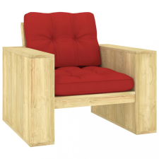 vidaXL impregnált fenyőfa kerti szék piros párnákkal kerti bútor