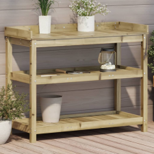 vidaXL impregnált fenyőfa ültetőasztal polcokkal 108 x 45 x 86,5 cm kerti dekoráció