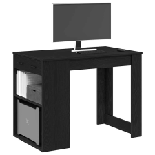 vidaXL íróasztal fiókkal polccal fekete tölgy 102x62x77,5cm gépelt fa íróasztal