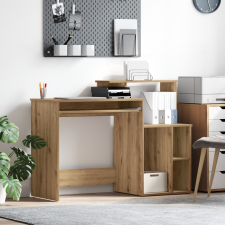 vidaXL Íróasztal Tárolással Kézműves Tölgy 120.5x44x88.5 cm Szerelt Fa íróasztal