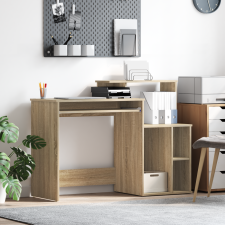 vidaXL Íróasztal Tárolóval Sonoma tölgy 120,5x44x88,5 cm Szerelt fa íróasztal