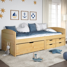 vidaXL IRUN tömör fenyőfa kanapéágy 5 fiókkal 90 x 200 cm ágy és ágykellék
