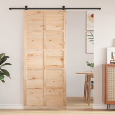 vidaXL Istállóajtó Barna 80 x 210 cm Tömör fenyőfa nyílászáró