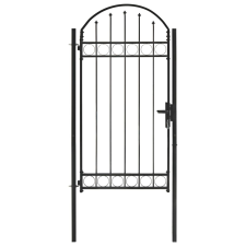 vidaXL ívelt tetejű fekete acél kerítéskapu 100 x 250 cm építőanyag