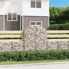 vidaXL íves horganyzott vas gabion kosár 100x30x120/140 cm kerti tárolás