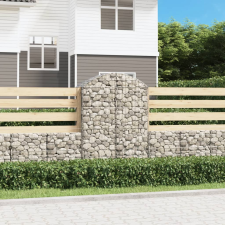 vidaXL íves horganyzott vas gabion kosár 100x50x140/160 cm kerti dekoráció