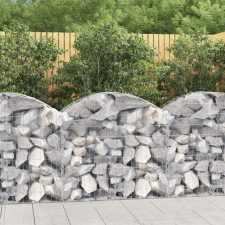 vidaXL íves horganyzott vas gabion kosár 100x50x80/100 cm kerti dekoráció