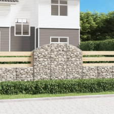 vidaXL íves horganyzott vas gabion kosár 150x30x120/140 cm kerti dekoráció