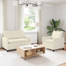 vidaXL Kanapé Szett 2 pcs Krémszínű Szövet bútor