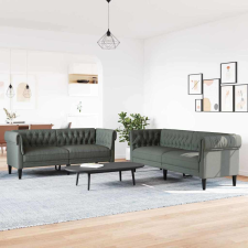 vidaXL Kanapé Szett 2 pcs Sötétszürke szövet bútor