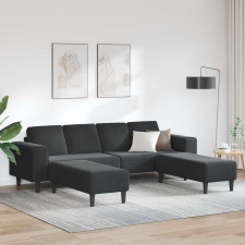 vidaXL Kanapé Szett 3 pcs Fekete Bársony bútor