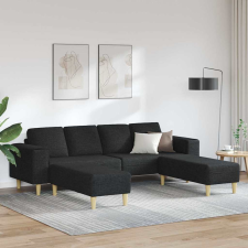 vidaXL Kanapé Szett 3 pcs Fekete szövet bútor