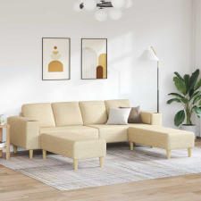 vidaXL Kanapé Szett 3 pcs Krém szövet bútor