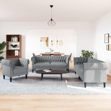 vidaXL Kanapé Szett 3 pcs Világosszürke szövet bútor