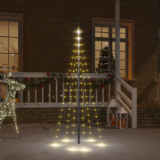 vidaXL Karácsonyfa zászlórúdon 108 meleg fehér LED-del 180 cm karácsonyi dekoráció
