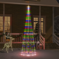 vidaXL Karácsonyfa zászlórúdon 310 színes LED-del 300 cm karácsonyi dekoráció