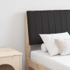 vidaXL Kárpitozott fejtámla Fekete 140 cm Tömör fenyőfa