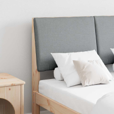 vidaXL Kárpitozott fejtámla Világosszürke 135 cm Tömör fenyőfa ágy és ágykellék