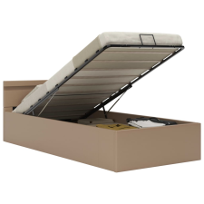 vidaXL kávészínű műbőr LED-es hidraulikus ágykeret 100 x 200 cm  (285559) ágy és ágykellék