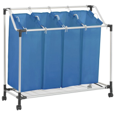 vidaXL kék acél szennyesszortírozó 4 zsákkal bútor