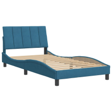 vidaXL kék bársony ágykeret fejtámlával 100x200 cm (3207835) ágy és ágykellék