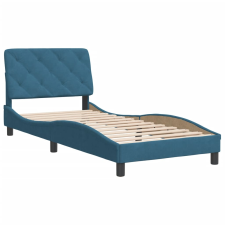 vidaXL kék bársony ágykeret fejtámlával 90 x 190 cm (3207897) ágy és ágykellék
