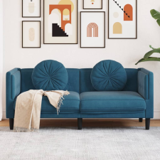 vidaXL kék bársony kétszemélyes kanapé párnákkal bútor