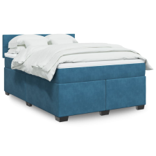 vidaXL kék bársony rugós ágy matraccal 140 x 190 cm ágy és ágykellék
