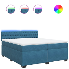 vidaXL kék bársony rugós ágy matraccal 200x200 cm ágy és ágykellék