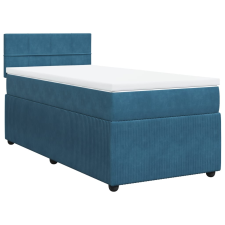 vidaXL kék bársony rugós ágy matraccal 90 x 190 cm (3287630) ágy és ágykellék