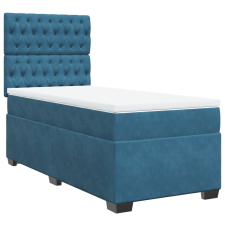 vidaXL kék bársony rugós ágy matraccal 90 x 190 cm (3290796) ágy és ágykellék