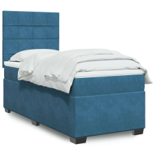 vidaXL kék bársony rugós ágy matraccal 90 x 200 cm ágy és ágykellék