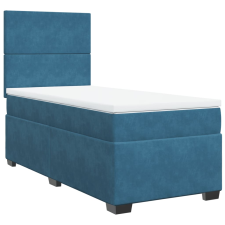 vidaXL kék bársony rugós ágy matraccal 90 x 200 cm (3290808) ágy és ágykellék